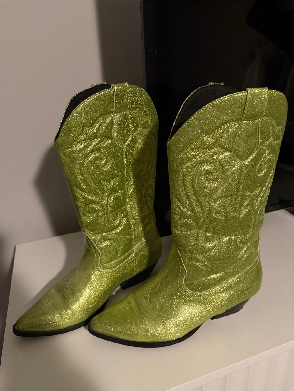 Green Sparkle Cowgirl Boots